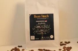 Bean Touch 250g bag of Indonesia Java Estate Filter Roast coffee beans, printed studio label