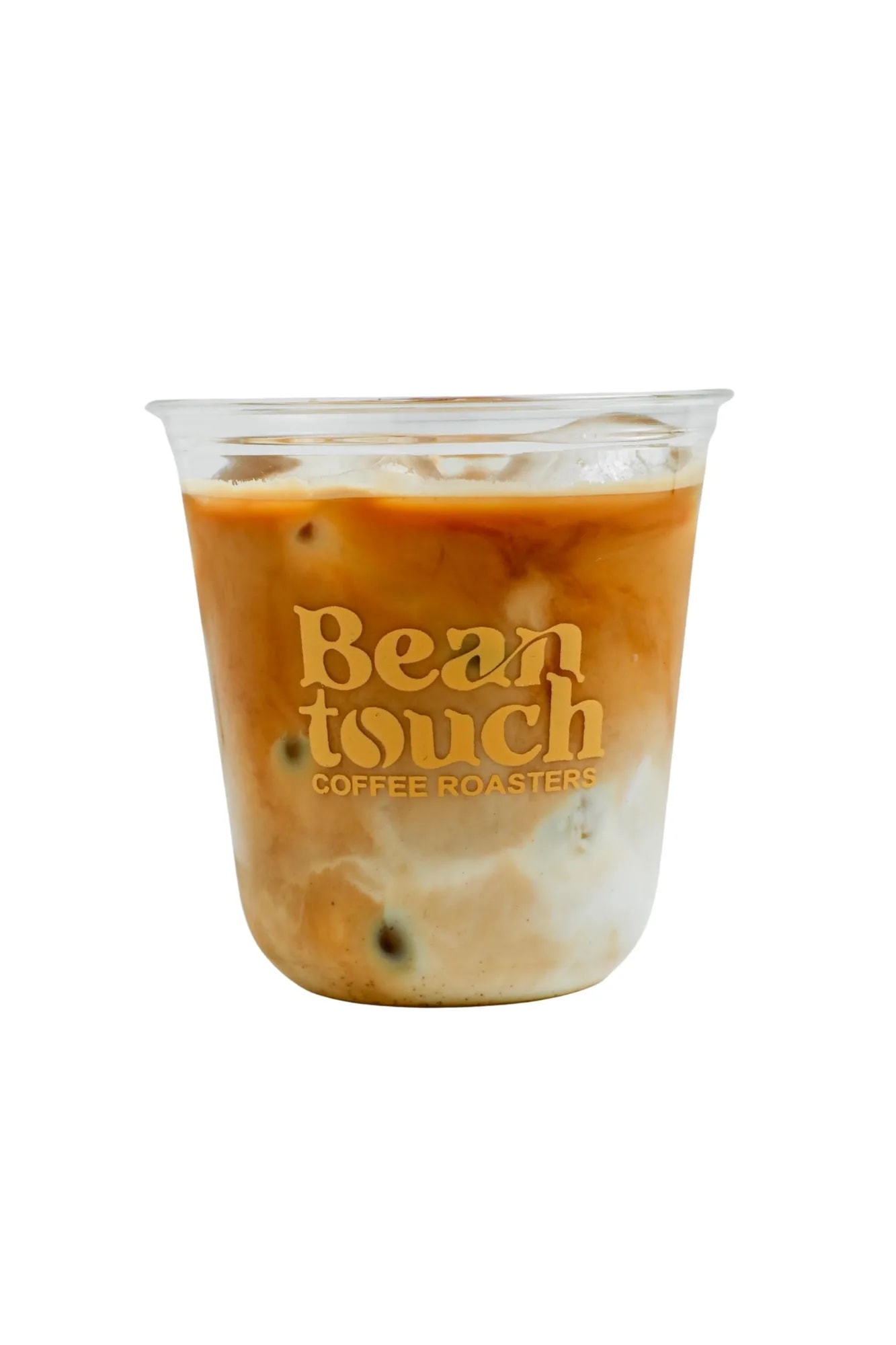 Iced americano coffee in a tall glass with ice